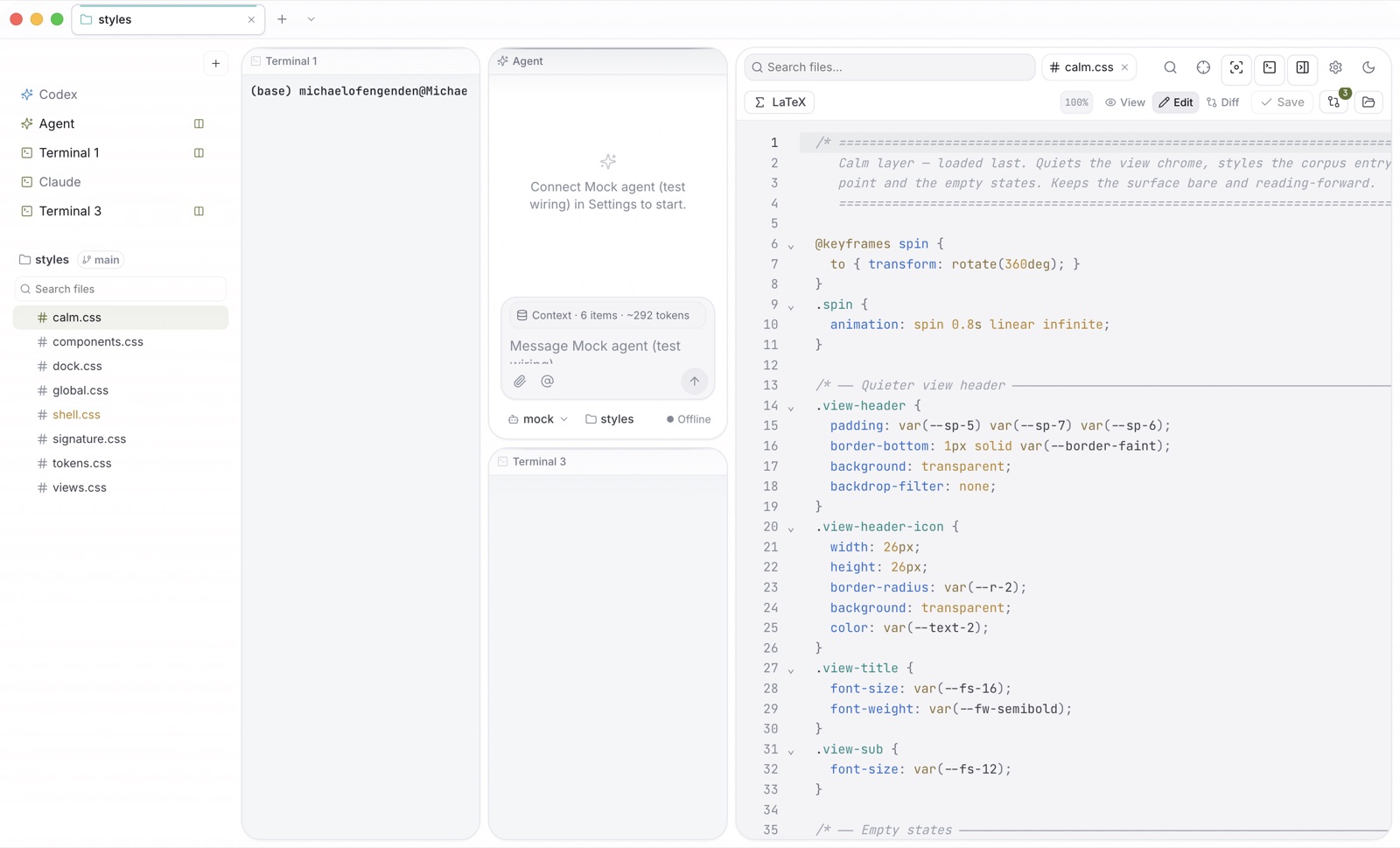 Kaisola light theme: agent session cards side by side